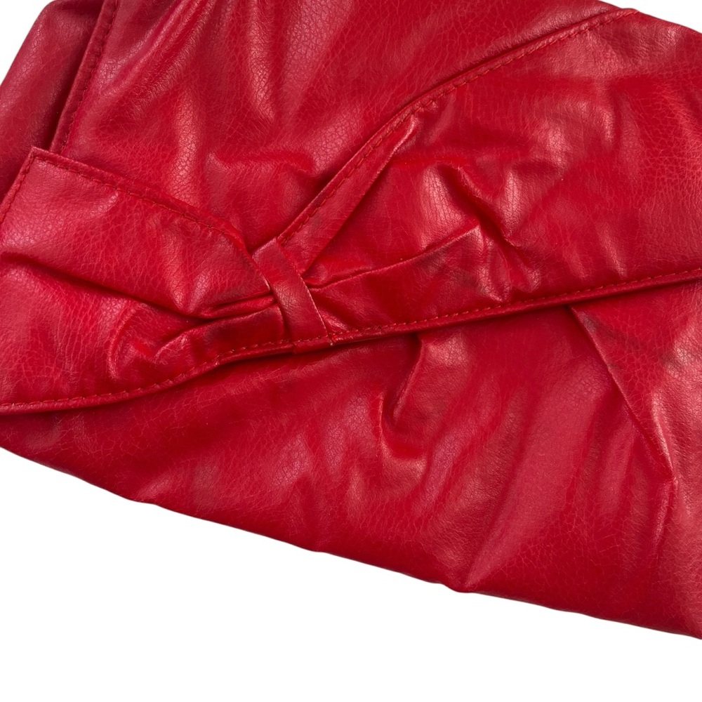 Vintage 80s bright red leather flap purse with bow detail - Picture 15 of 16